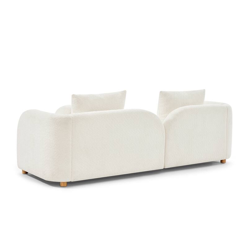Mordern Cloud-Soft Boucle Sofa, Curved Back Boucle Loveseat with 6 Pillows