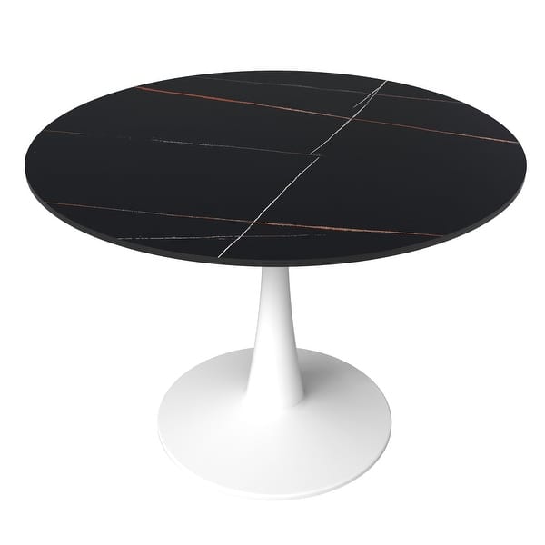 slide 2 of 27, LeisureMod Bristol 40" Round Dining Table for 4 with Sintered Stone Tabletop in White Base for Kitchen & Dining Room