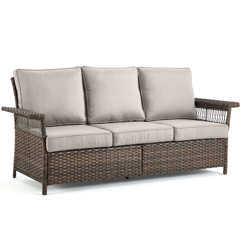 Outdoor Wicker Sofa with Cushions