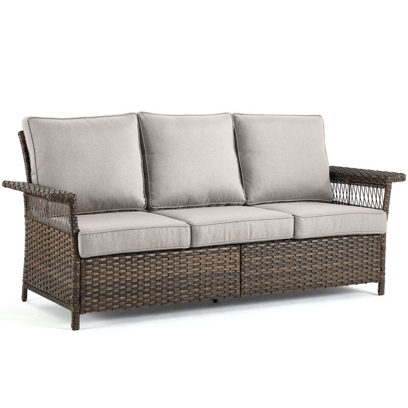 Pocassy Outdoor Swivel Chairs with Sofa Chair Ottoman and Table Set