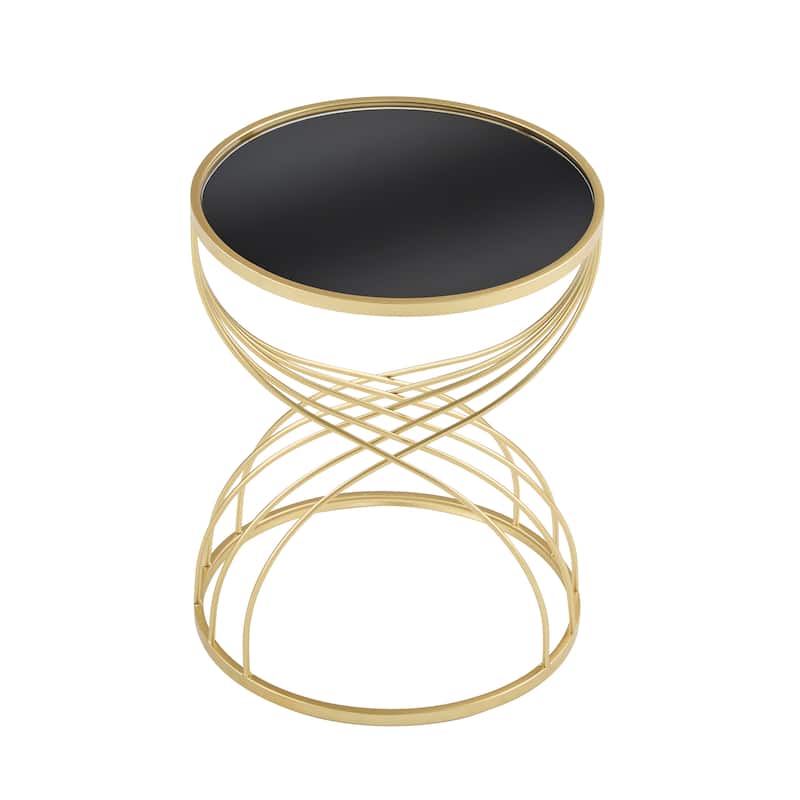 Modern Glass Top Side Table with Decorative Frame