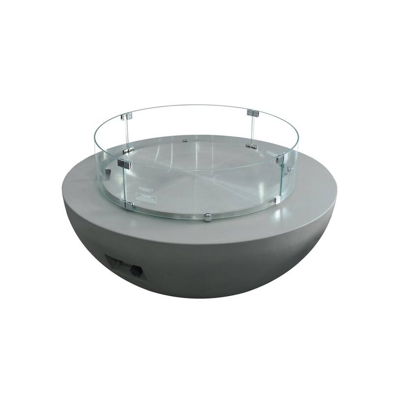 Elementi Lunar Bowl Fire Pit Bundle Outdoor Firepit Set - 42” L x 42” W x 16” H