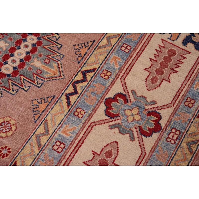 Tribal Kazak Patrick Pink/Beige Wool Rug - 9'1'' x 12'0''