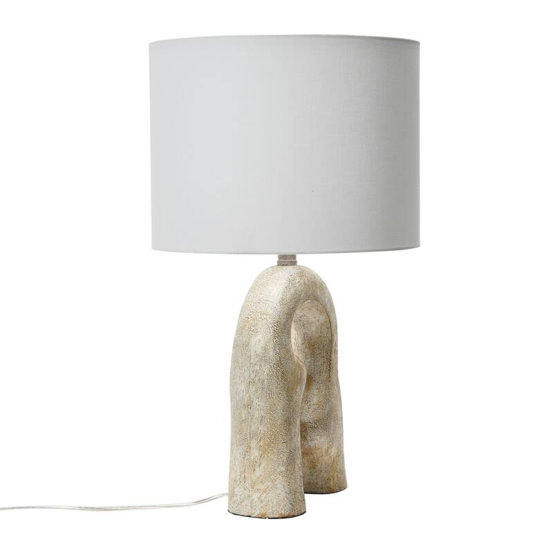Resin Table Lamp with Linen Drum Shade