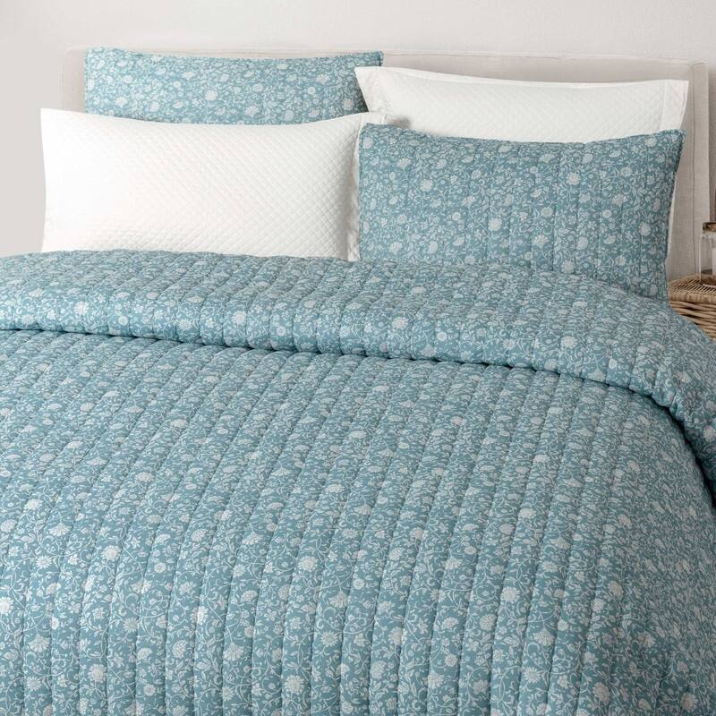 Wonderful Cotton Voile Quilt Set 3 Piece Floral Printed