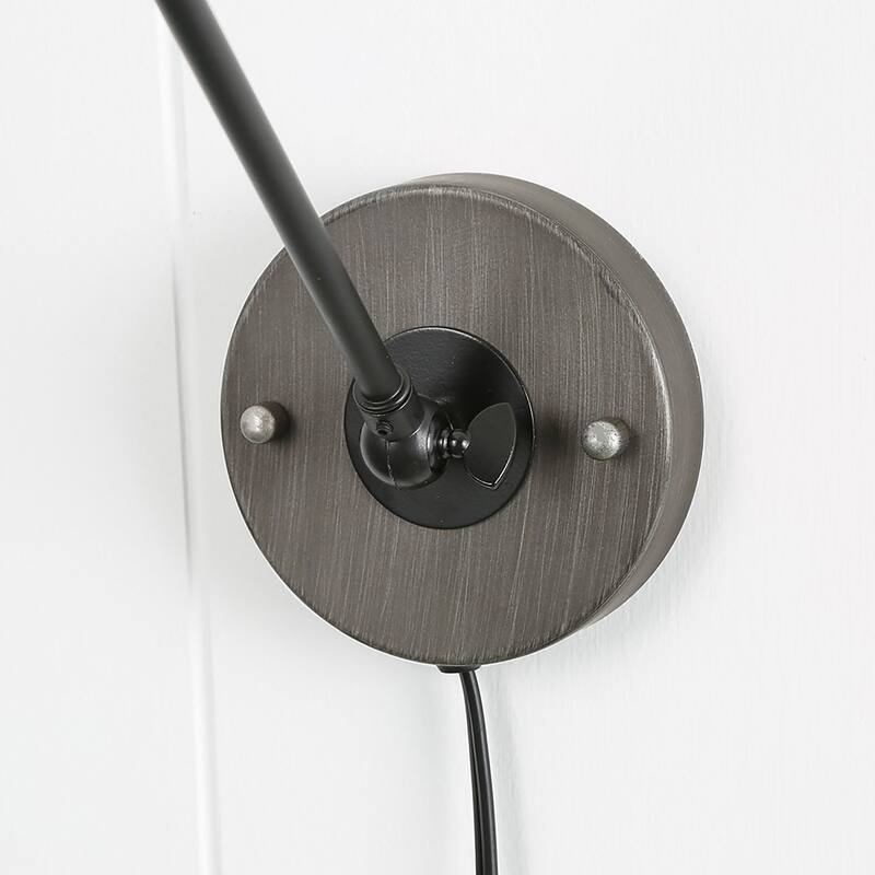Set of 2 Modern Adjustable Swing Arm Lights Plug-in Hardwire Wall Sconces