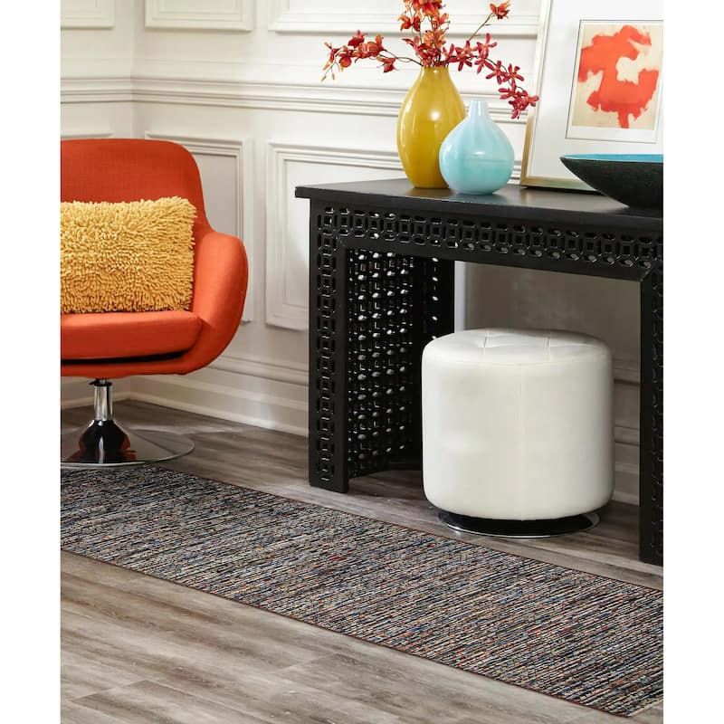ECARPETGALLERY Hand-knotted Silk Shadow Multi Color Silk, Wool Rug - 2' 4" x 9' 10"