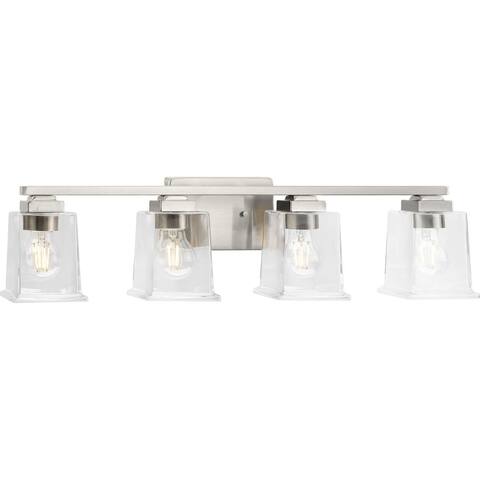 Gilmour Collection Four-Light Brushed Nickel Clear Glass Vanity Light - 27.87 in x 5.5 in x 7 in