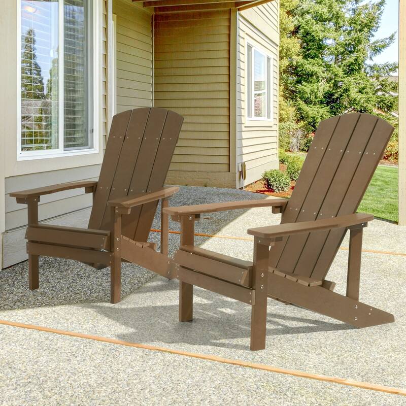 BONOSUKI Patio Adirondack Chair with Cupholder,Weather Resin-Set of 2