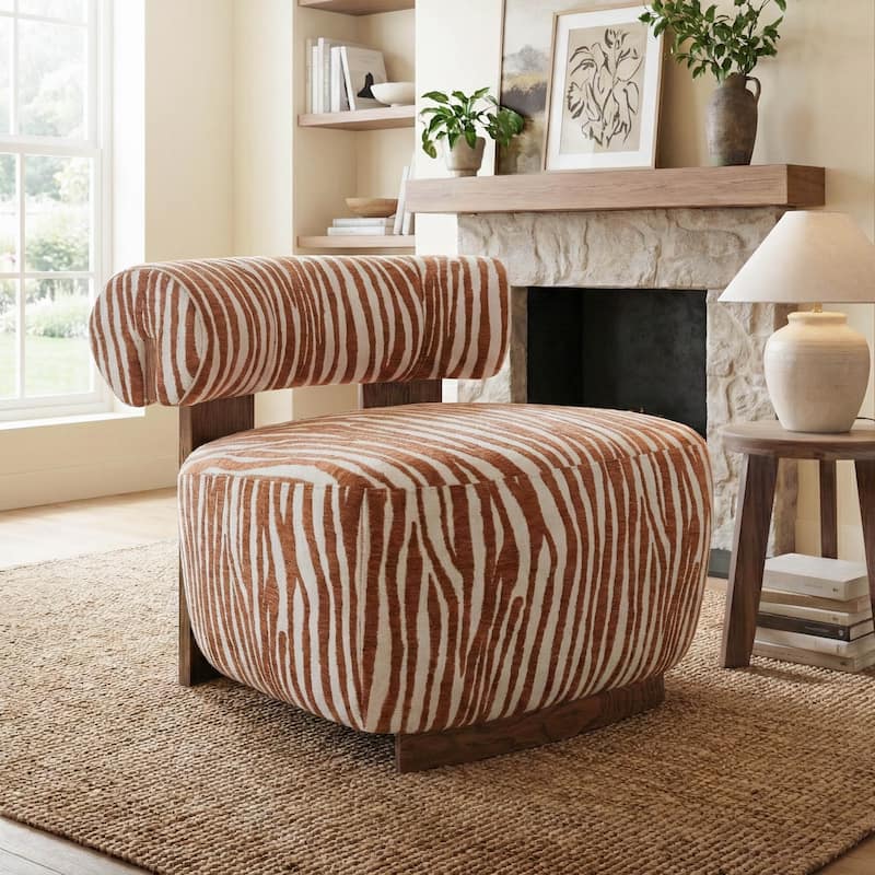 Furniture of America Orynt Modern Zebra Upholstered Accent Chair - Rustic Orange