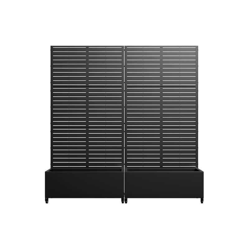 Metal Movable Planter Box with Trellis Privacy Screen Planter Box with Lockable Wheels - 72"x35"