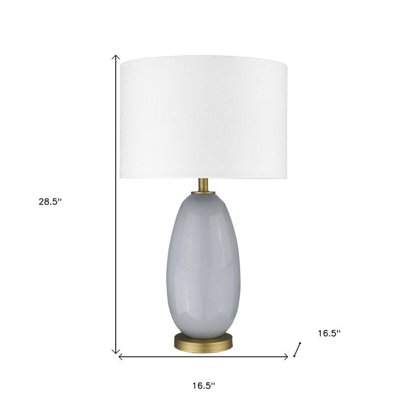 Contemporary 29" Light Grey Glass Table Lamp with White Shade - 16.50" x 16.50" x 28.50"