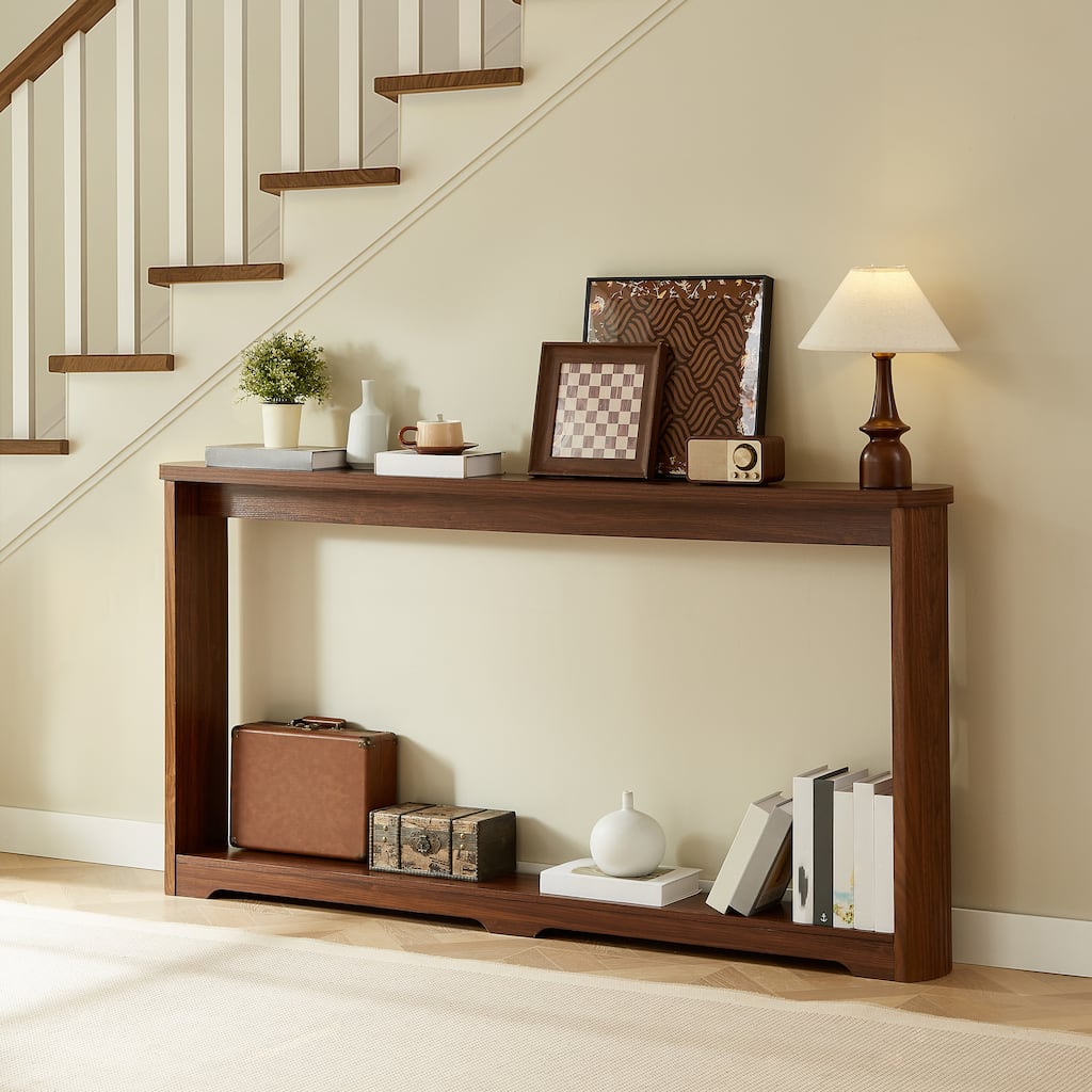 70.1"Corrugated Texture Storage Table, Narrow Wooden Console Sofa Table, Suitable For Entranceways, 70.1"L*8.7"W*35.5"H