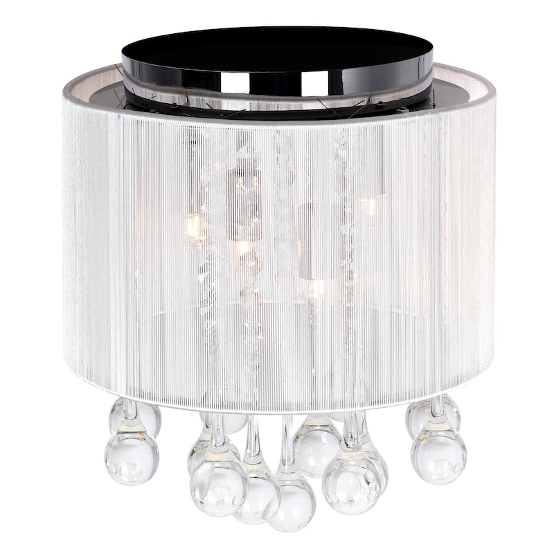 Water Drop 4 Light Drum Shade Flush Mount With Chrome Finish