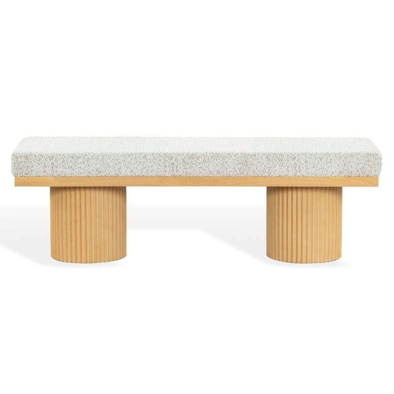 Safavieh Panca Bianca Con Finitura Dorata – 122 Cm – Rivestita In Finta Pelliccia – Per Ingresso, Soggiorno, Camera Da Letto