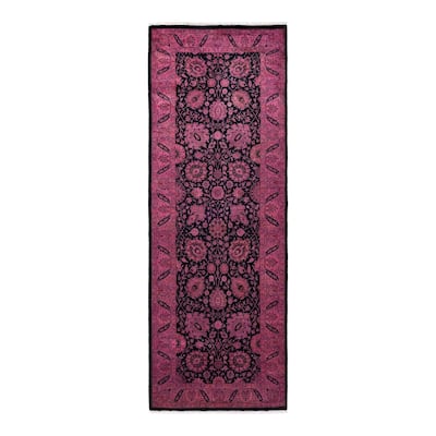 Fine Vibrance, One-of-a-Kind Hand-Knotted Runner Rug - Pink, 3' 1" x 8' 10" - 3' 1" x 8' 10"