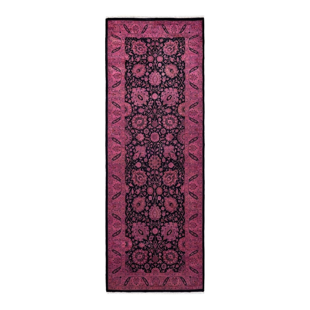 Fine Vibrance, One-of-a-Kind Hand-Knotted Runner Rug - Pink, 3' 1" x 8' 10" - 3' 1" x 8' 10"