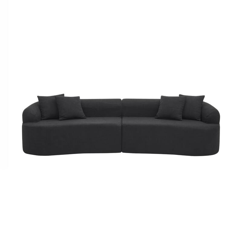 Curved Modular Sectional Sofa in Lamb's Wool Fabric, Modern Minimalist Style, Compressed (No Assembly Required)