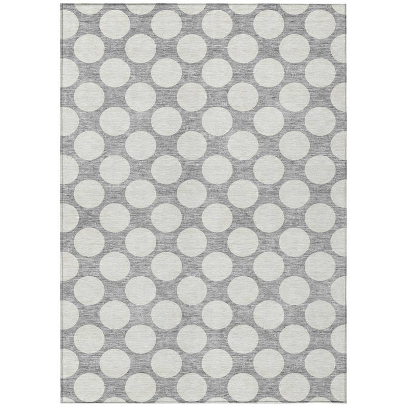 HomeRoots Polka Dot Transitional Rectangle Outdoor Rug