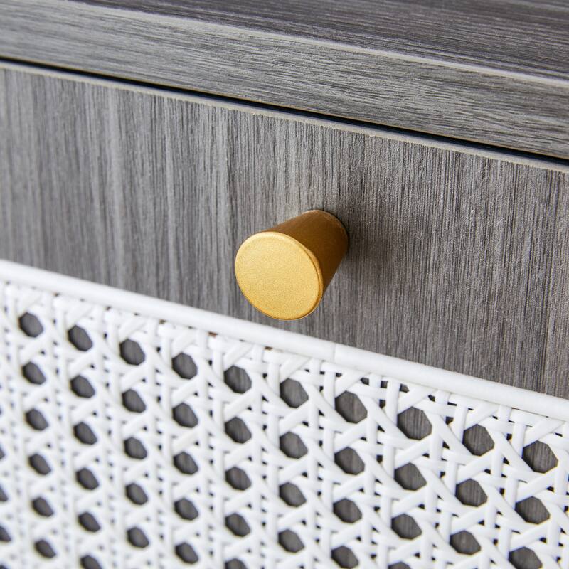 Minimalist MDF Shoe Cabinet with Japanese Rattan Design for Hallways or Living Room Storage Solutions