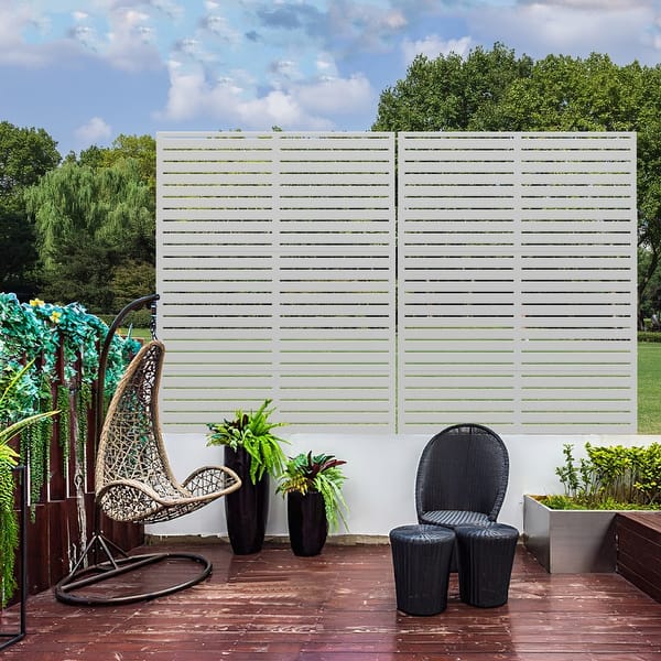 Louvered Metal Privacy Screen Panel Free Standing - 72*47