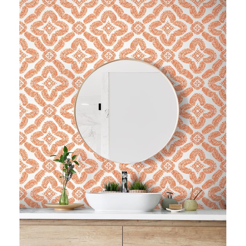 Seabrook Designs Talia Botanical Medallion Unpasted Wallpaper