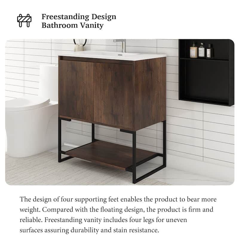 30-inch Freestanding Bath Vanity with Cultured Mable Top