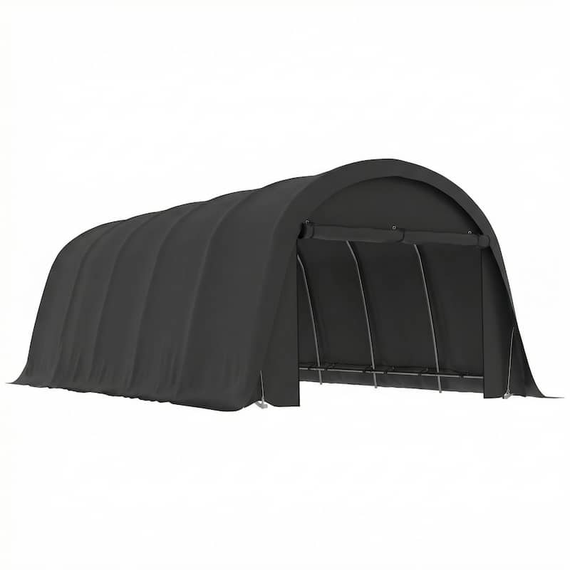 Outsunny 12' x 23.6' Heavy Duty Carport, Portable Garage Car Canopy Tent , Galvanized Frame, Large Roll-Up Door for Cars