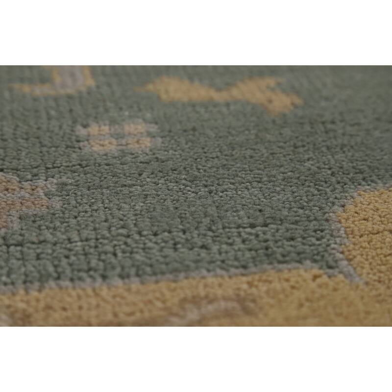 Blue Oushak Indian Area Rug Handmade Wool Carpet - 8'4"x 9'9"