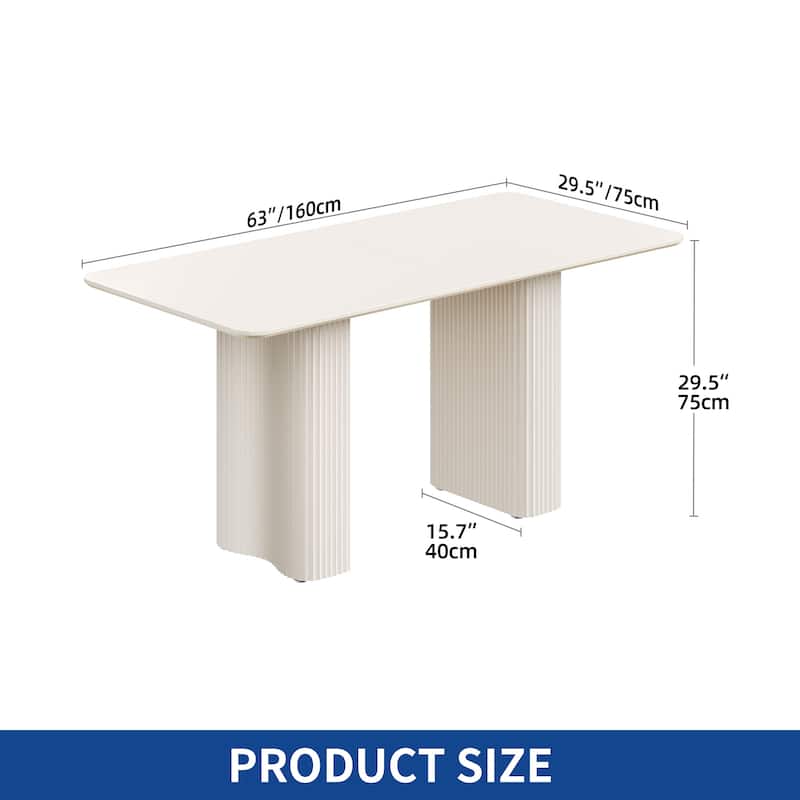 Moasis Modern Dining Table for Kitchen Dining Room for 6-8 People Creamy White - White - 63"