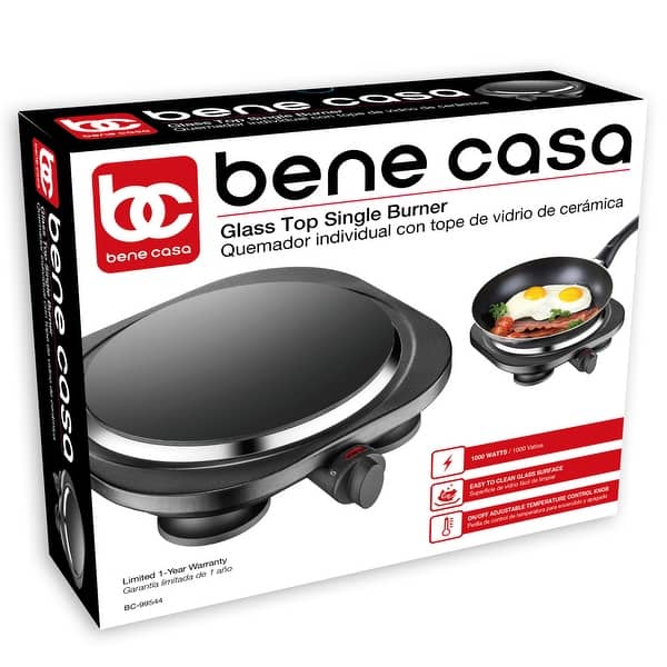 Bene Casa glass top single electric burner, ceramic burner, 1000watt