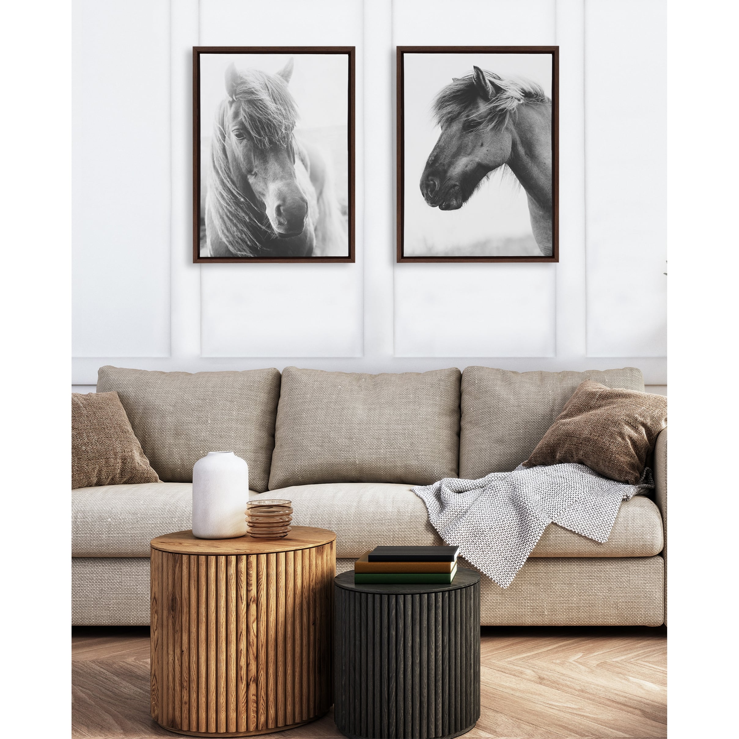 Kate and Laurel Sylvie Horse Framed Canvas Set by Alicia Abla