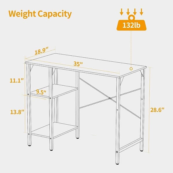 FEZIBO Small Computer Desk, 35 Inch Home Office Desk with Storage Shelves, Study Writing Desk