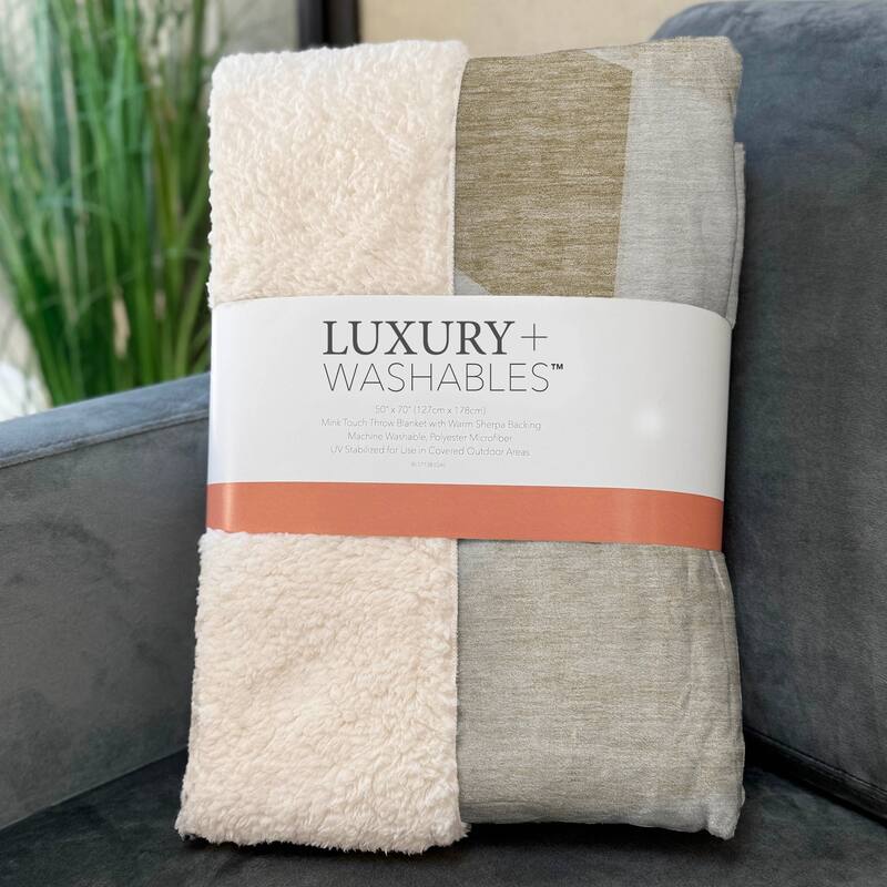 Premium Machine Washable Modern Contemporary Sherpa Throw Blanket
