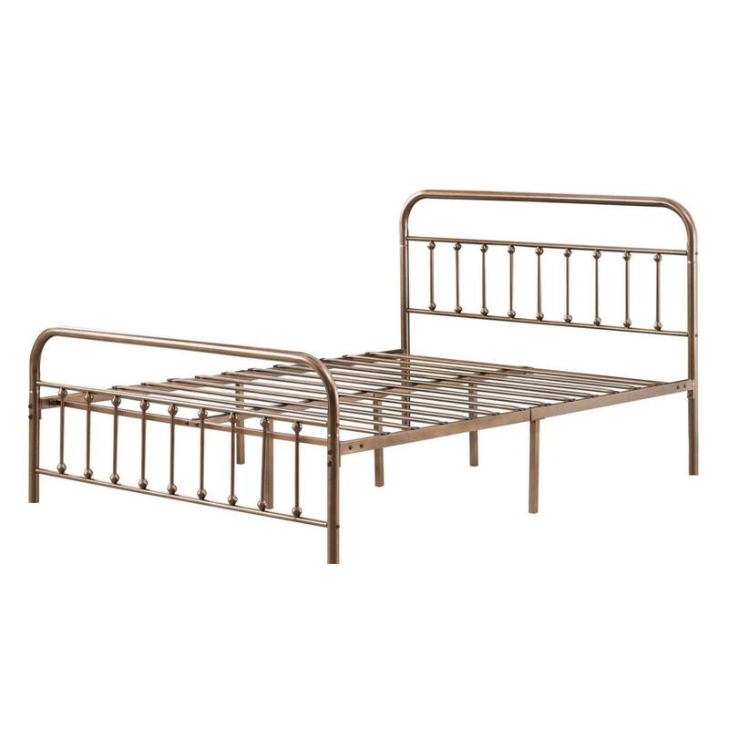 Metal Platform Bed Frame with Headboard and Footboard, Heavy Duty Slat Support/Underbed Storage Space, Vintage Style
