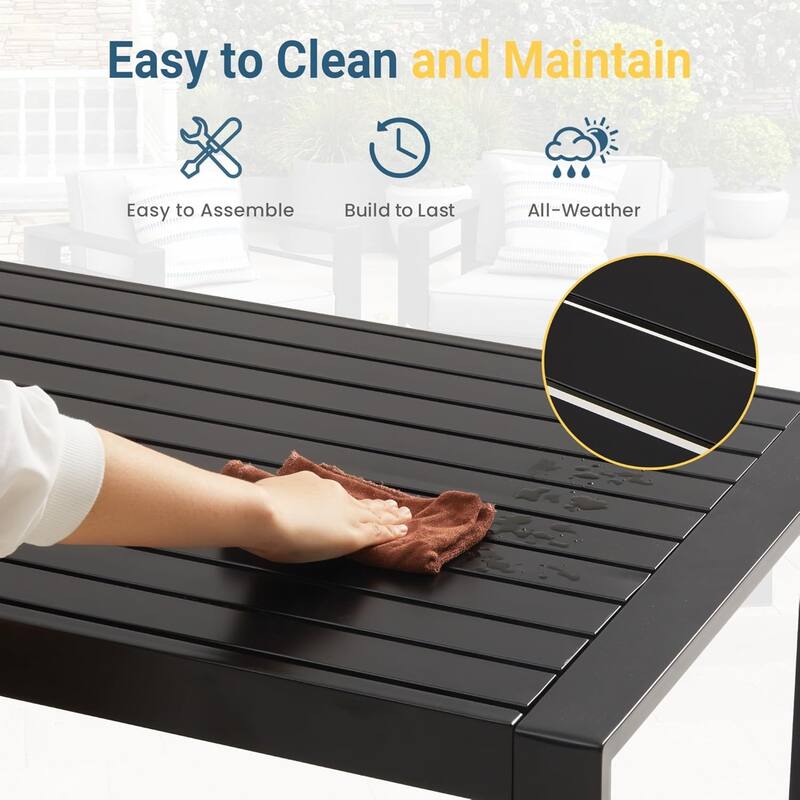 43x24" Metal Coffee Table with Wood-Look Top and Black Frame