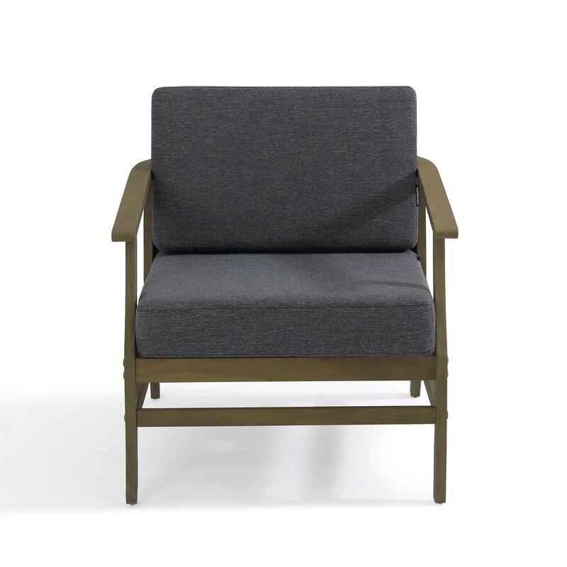 2 Set Patio Teak Wood Outdoor Chair and Side Table Set with Cushions