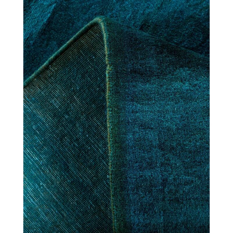 Overton Hand Knotted Wool Vintage Inspired Modern Contemporary Overdyed Blue Runner Rug - 3' 0" x 22' 2"