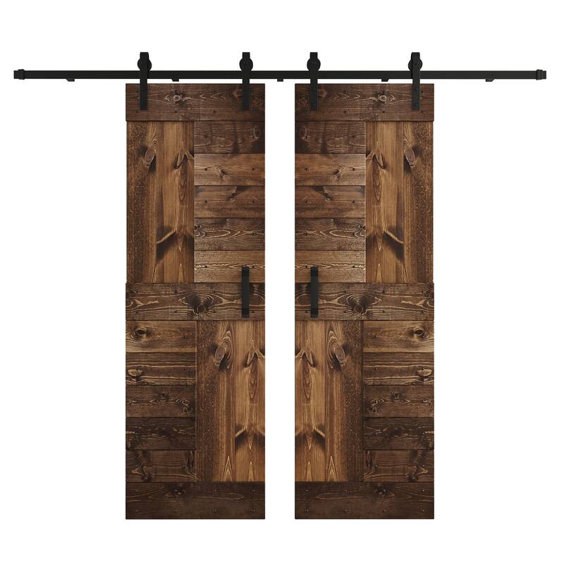 Coast Sequoia 48in/60in/72in/84in x 84in S Series Pine Wood Double Sliding Barn Door With Hardware Kit