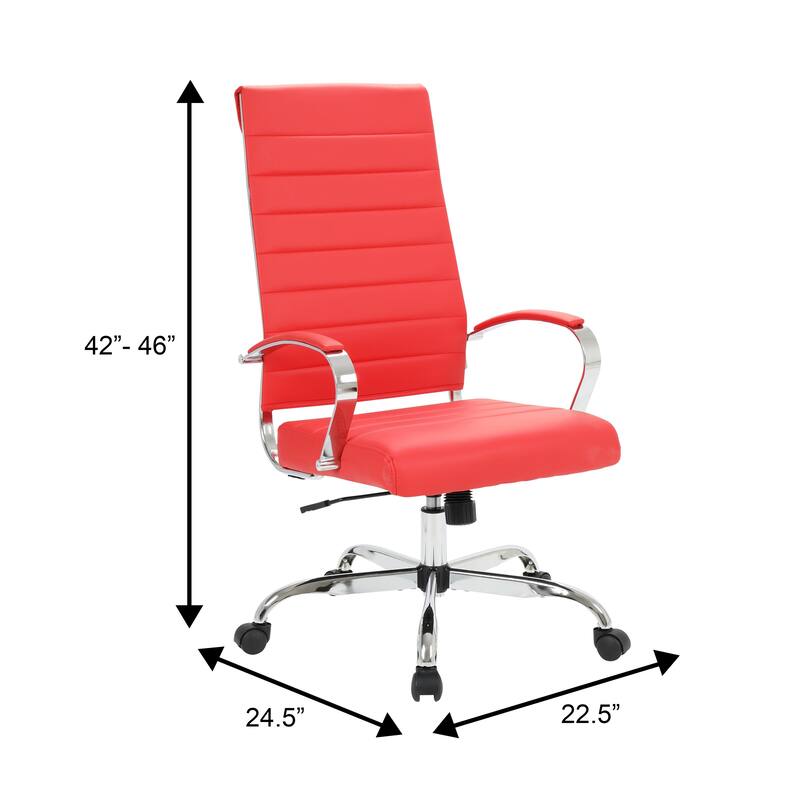 Benmar High Back Leather Swivel Executive Office Desk Chair with Chrome Frame, Adjustable Height, & Tilt Lock