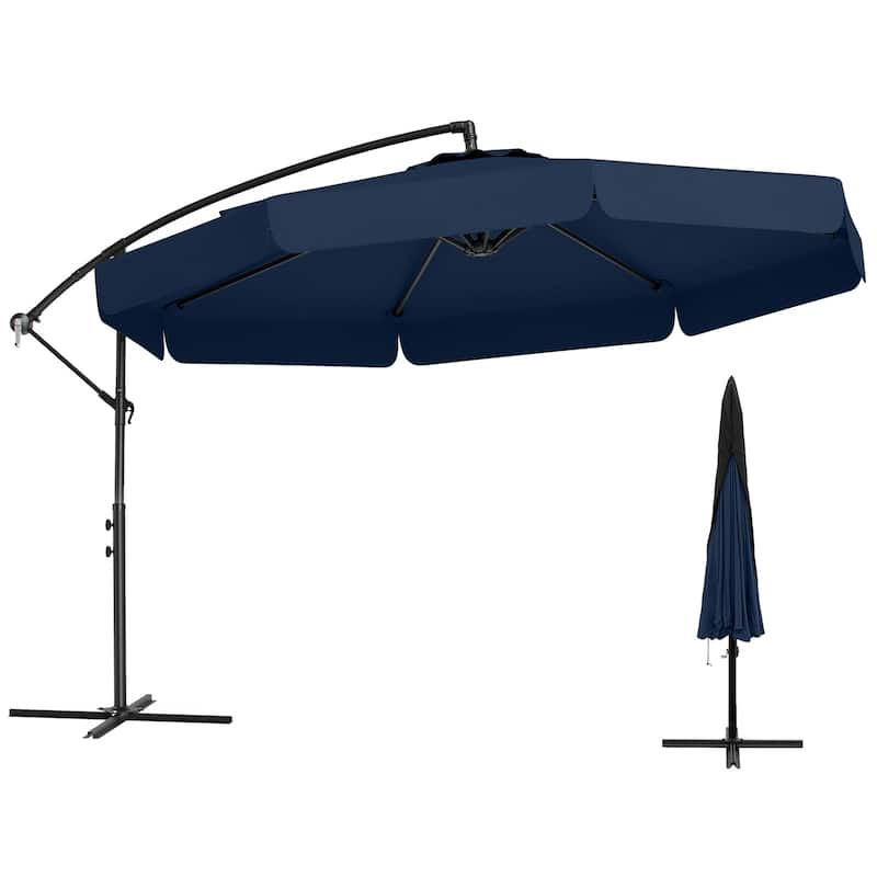 10FT Outdoor Cantilever Umbrella with Fade-Resistant Canopy Tilt Handle and Cover Included (Only Umbrella)