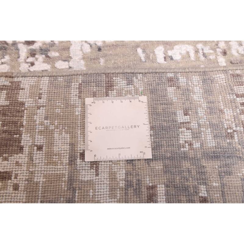 ECARPETGALLERY Hand-knotted Legacy Taupe Silk, Wool Rug - 2'6 x 12'0