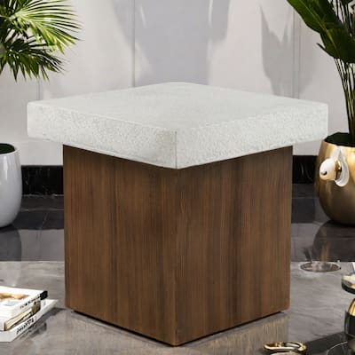 19.25" Magnesium Oxide Side Table with Weather Resistance, No Assembly Required, and Indoor/Outdoor Use