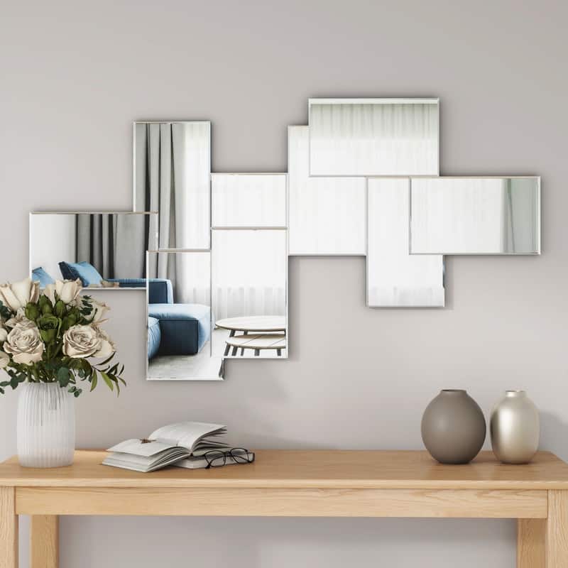Irregular Wall Mirror Modern Silver Accent Mirror - 47.2"×25.9" - Silver