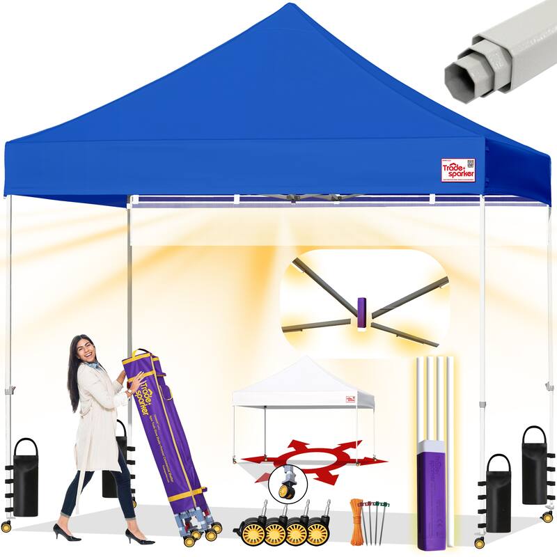 Tradesparker Ez Pop Up Canopy Tent Commercial Instant Canopies - 8X8ft without sidewall - Blue