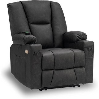 MCombo Electric Power Recliner Chair with Massage & Heat, Faux Leather 8015