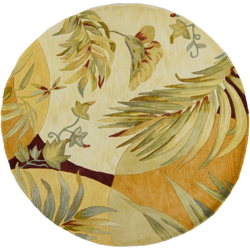 Domani Classics Golden Tropics Wool Hand-tufted Rug - 7'6" Round - Gold