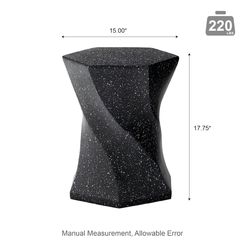 Glitzhome 17.75"H MGO Twist-Style Faux Terrazzo Garden Stool