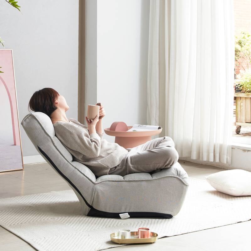 Gray 23.6" High Back Foldable Recliner Chair