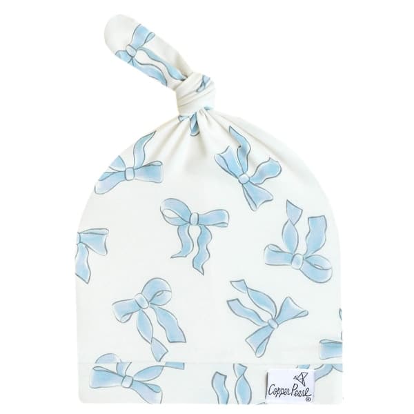 slide 2 of 3, Copper Pearl Girl's Top Knot Hat (0-4mo) Daphne